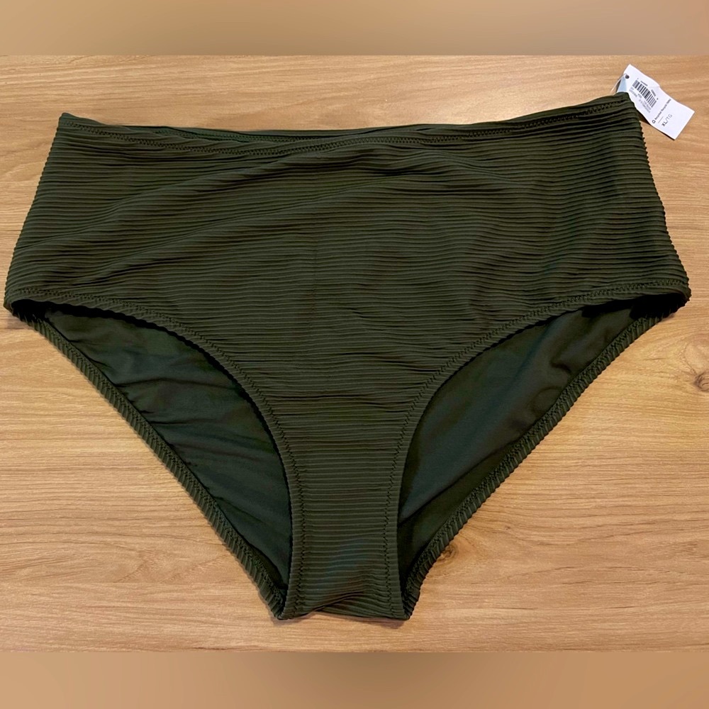 Olive green ribbed bikini bottoms